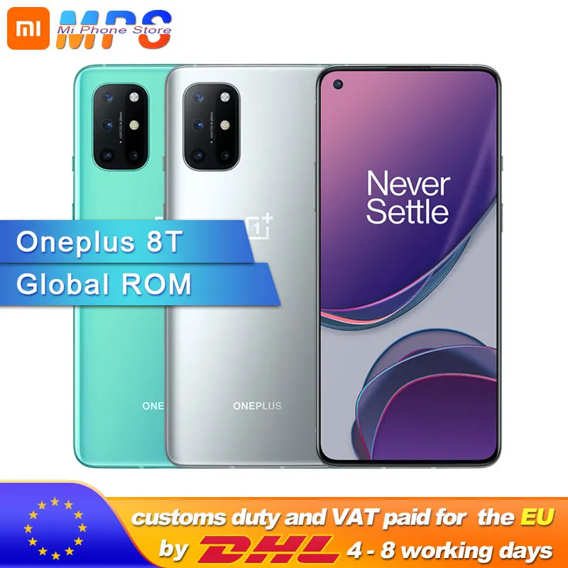 New Arrival Global ROM Original Oneplus 8T Smartphone 8GB 12GB RAM 128GB 256GB Snapdragon 865 5G X55 6.55'' 120Hz 48MP Cam |