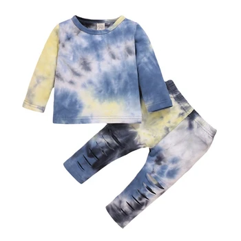 

Newborn Infant Clothing Baby Boys Tie Dye Sweatshirt Tops Pants Toddler Boys Spring Autumn Fashion 2pcs Set New