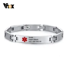 Vnox, медицинские браслеты, идентификационные, для мужчин,, на заказ, гравировка, диабет, кардиостимуляторы варфарина, с именем, информация о льду