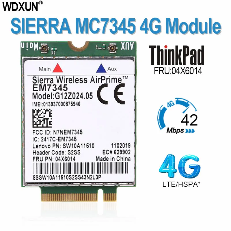 4G Module Sierra em7345 gobi5000 4g lte hspa + gprs wwan ngff cart&atilde;o fru: 04x6014 para lenovo thinkpad t440 w540 t440p x240 l540 x250