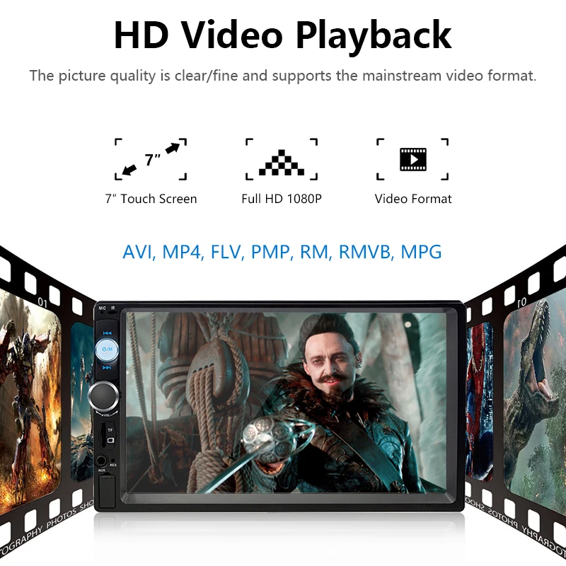 Jansite 2 din 7 &quotFHD MP5 плеер мультимедийный телефон ссылка 4 Led/8 Led задняя камера