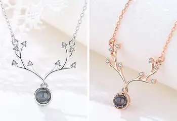 

10Pcs/lot Fashion Temperament Fashion Jewelry Moose Deer Antlers Pendant Necklace Christmas Gift For Women Girl