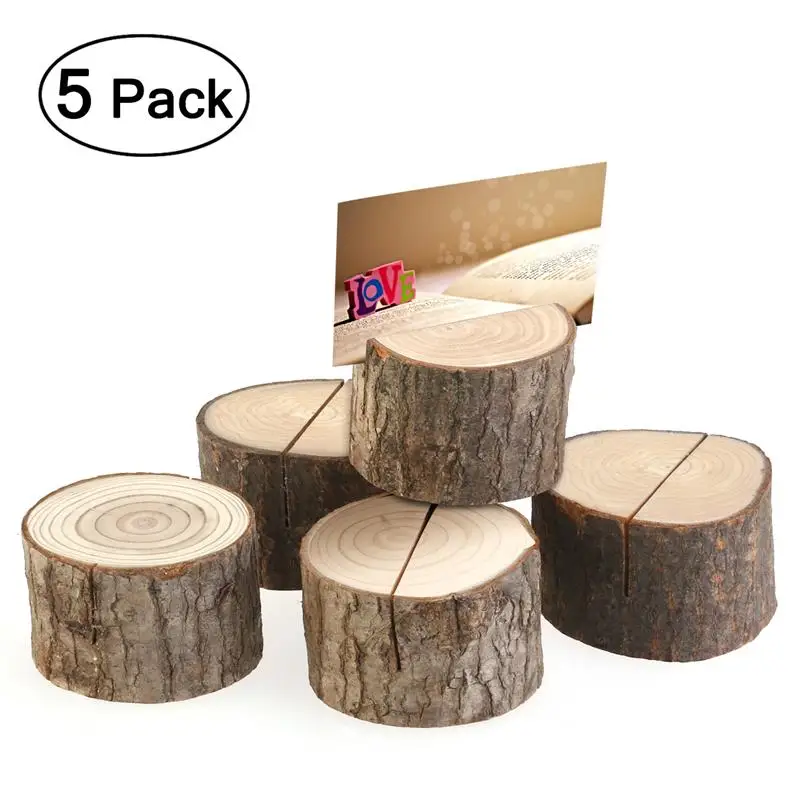

5pcs Wedding Place Wooden Card Holders Table Number Stands for Home Party Decorations