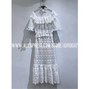 

2020 elegant women's short-sleeved lace skirt suit Two-piece high-quality lace top high waist bag hip mermaid lace half skirt