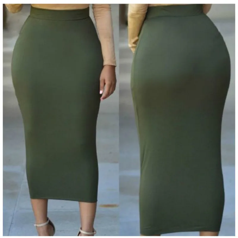 

Muslim Thick Bodycon Slim Vintage High Waist Stretch Long Maxi Women Autumn Winter Pencil Skirt