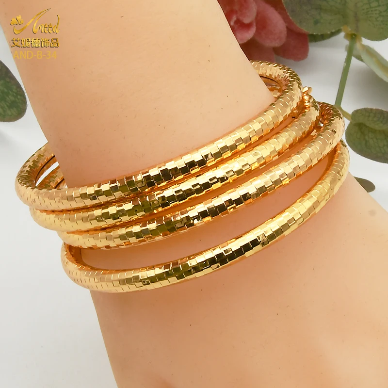 ANIID Copper Bangles Set For Women Charm African Bracelet Dubai Jewelry Gold Color Designer Arabic Luxury Fashion Hawaiian Gift