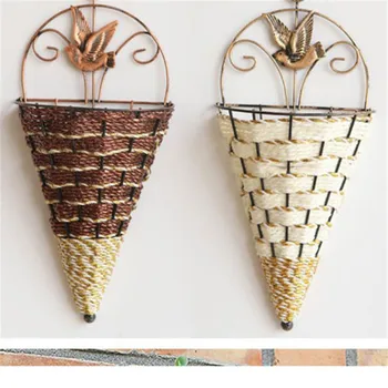 

Natural Wicker Flower Basket Wall Hanging Pot Planter Rattan Vase Basket Decor