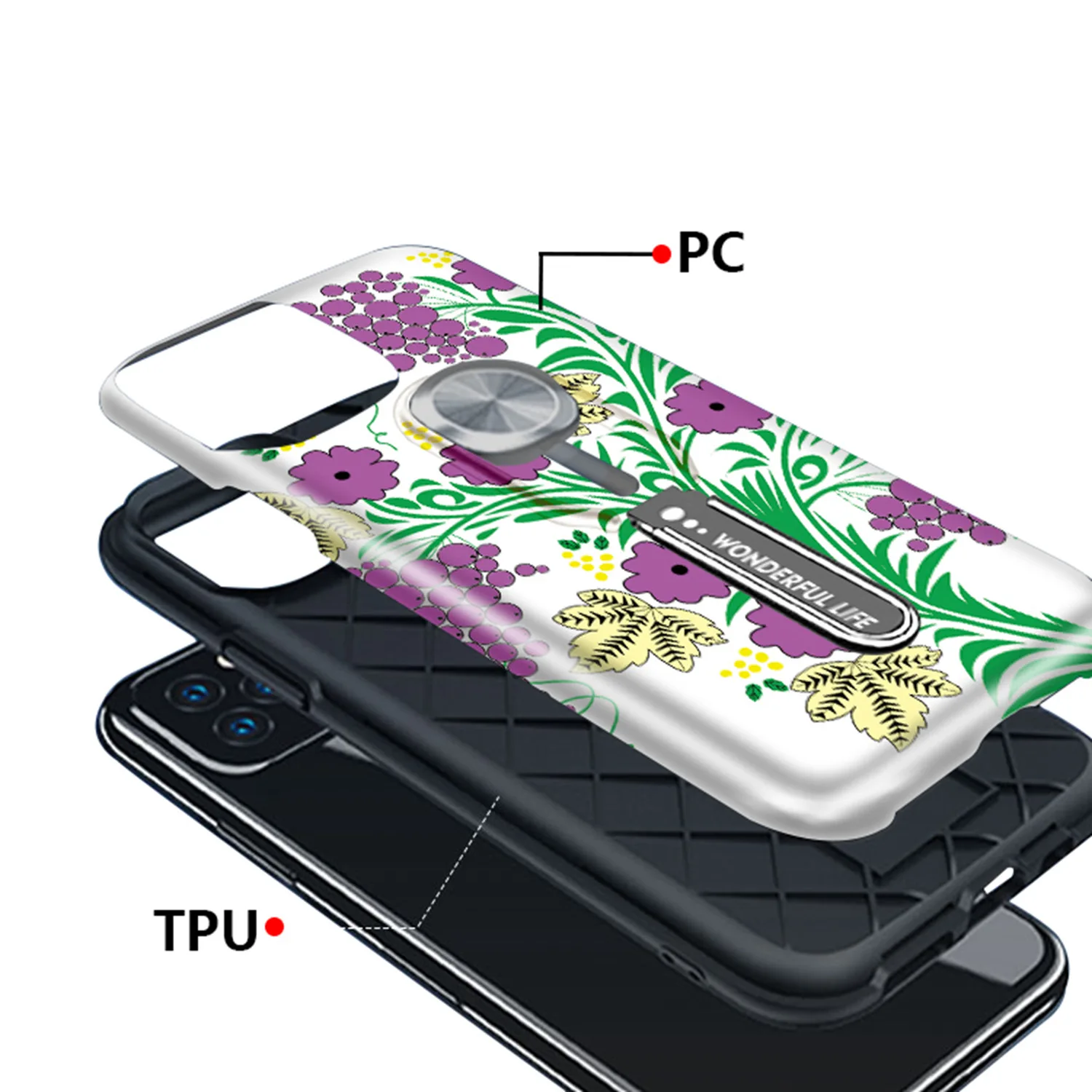 Для iPhone 11 Pro Max 11 Pro i8 Plus i7 i7 Plus i6 i6s цветочный ультрафиолетовый светильник сменный защитный чехол-подставка для iPhone 11