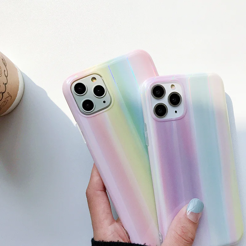 Градиентный Радужный чехол для телефона Аврора для iPhone 11 Pro Max XR XS Max X 11Pro 11 7 8 6 6S Plus Мягкий IMD противоударный чехол
