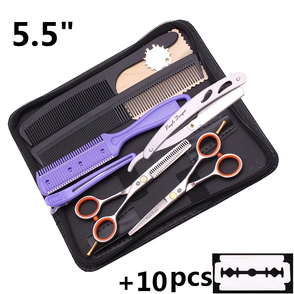 

5.5 Inch Professional Hairdressing Scissors Kit Barber Hairdresser Y1227 Stainless Steel Hair Cutting Thinning Razor Comb Blade