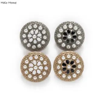 

5pcs Pearl Dripping oil Round Metal Shank Buttons Sewing Scrapbooking Home Clothing Replace Handmade Crafts Accessories 22mm