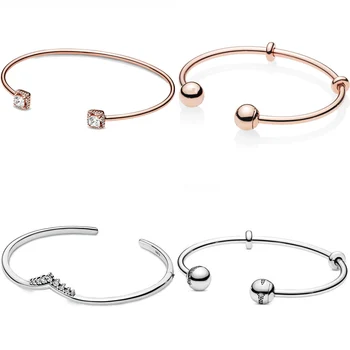

Rose Square Sparkle Moments Shooting Star Tiara Wishbone Open Bracelet Bangle Fit Pandora 925 Sterling Silver Bead Charm Jewelry