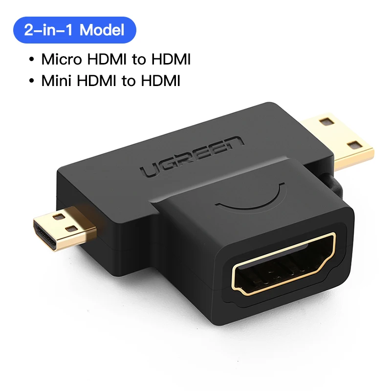 Ugreen 3 в 1 мини hdmi мужчина микро-hdmi мужчина к hdmi женский конвертер адаптер для планшет пк мобильный телефон hdmi адаптер - Цвет: 2-IN-1 Model
