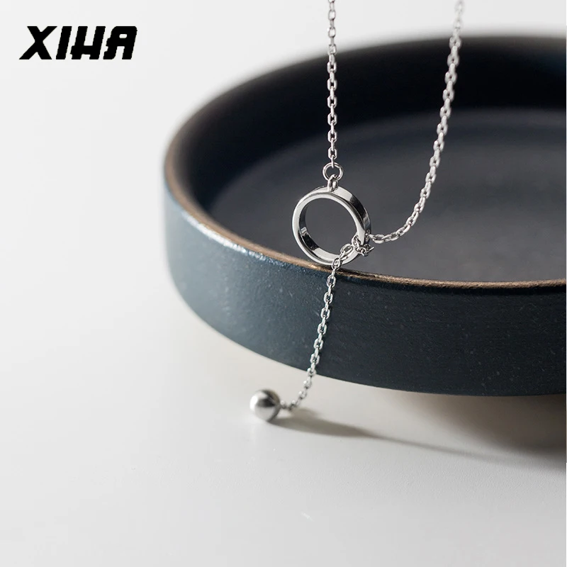 

XIHA Real 925 Sterling Silver Choker Necklace for Women Round Beads Chain Chokers Gifts for Girlfriend Korean Fashion Jewelry