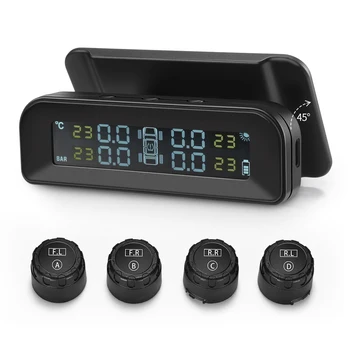 

ZEEPIN C260 Tire Pressure Monitoring System Solar TPMS Universal Real-time LCD Screen Tyre Pressure Alarm with 4 External Sensor