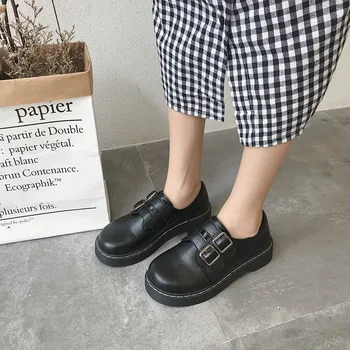 

Harajuku Small Leather Shoes Students British Retro Thick-Soled Casual Shoes 2019 New College Wind Round Head Flat Single Shoes