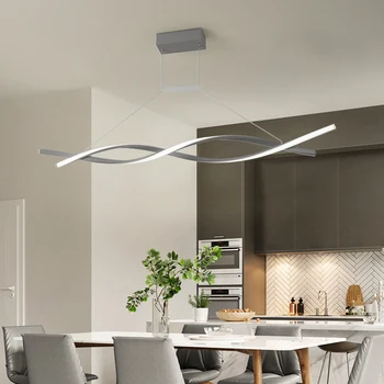 

Ganeed Modern LED Chandelier Wave Shape Lamp Interior Decor Hanging Lighting for Living Dining Room Bedroom Home Loft Housing