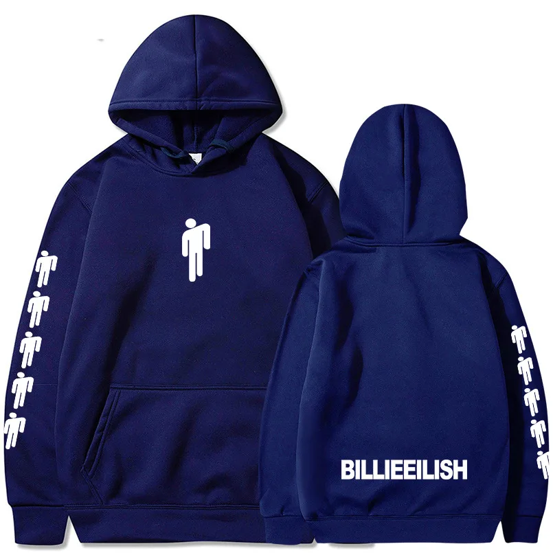 Navy 02 Billie Eilish, модные толстовки с принтом для мужчин/женщин, толстовки с капюшоном и длинным рукавом,, повседневные трендовые уличные толстовки - Цвет: Navy 02