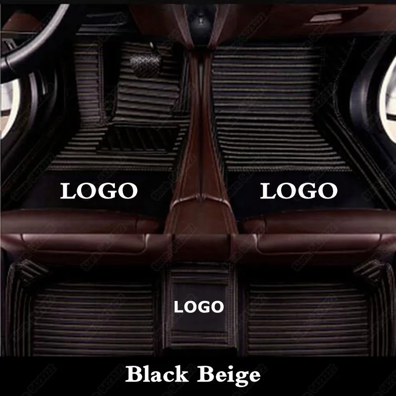 Black Beige Кожаный автомобильный коврик на заказ для hyundai Sonata Equus Elantra Genesis Kona Azera, автомобильные коврики, автомобильные коврики - Название цвета: Black Beige