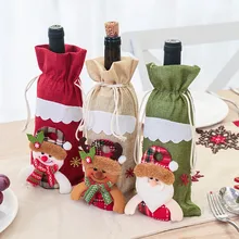 Красочный Рождественский чехол для бутылки вина прекрасный хлопок Санта Клаус машина вышитый Настольный набор для дома вечерние украшения