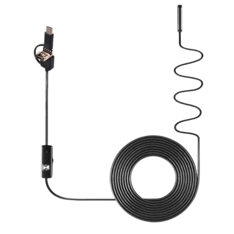 

3-In-1 Industrial Endoscope Borescope Inspection Camera Built-in 6 LEDs IP67 Waterproof USB Type-C Endoscope for Android Smartph