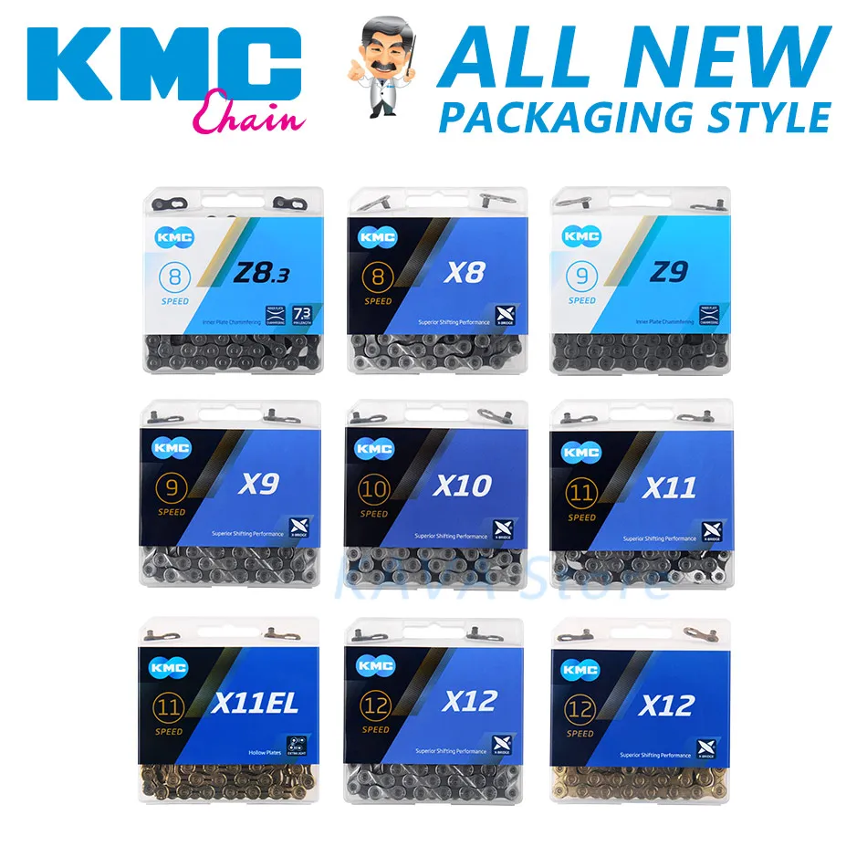 Велосипедная цепь KMC Z6/X8/X9/X10/X11/X12 цепи для горного велосипеда 6/7/8/9/10/11/12 коленчатый