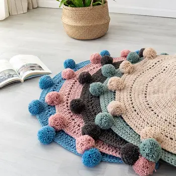 

27 Hand Knitting Round Carpet Living Room Floor Rug for Living Room Bedside Bay Window Pad Kids Room Decoration Play Mat