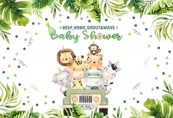 

Vinyl happy Animal Party leaves Newborn Baby Shower Birthday Backdrop Photography Background