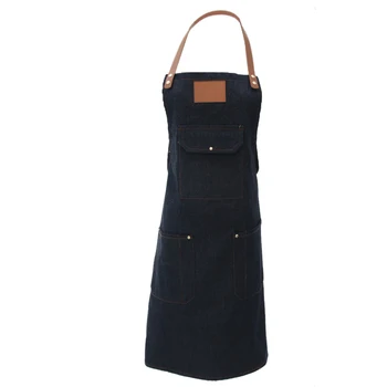 

Unisex Denim Jean Apron Ideal and Fashion for Chef Barista Baker Bartender BBQ Grilling Drawing, 2 colors(Black, Denim Blue)