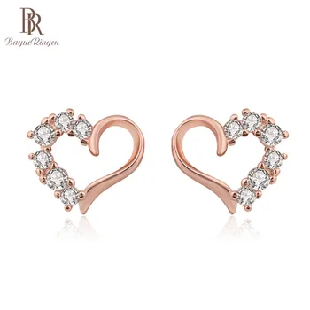 

Bague Ringen Heart-shaped Silver 925 Earrings for Women Trendy Fine Jewelry Female Accessory Sweet Gifts Rose Gold Color Dating