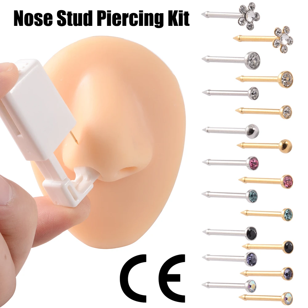 unidade nariz studs piercer ferramenta máquina kit corpo jóias atacado