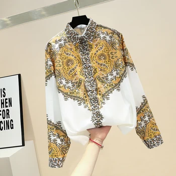 

Long Sleeve Blouse Women 2020 New Print Long Sleeved Shirt Ladies Blouse All-match Blouses Tops Female Top