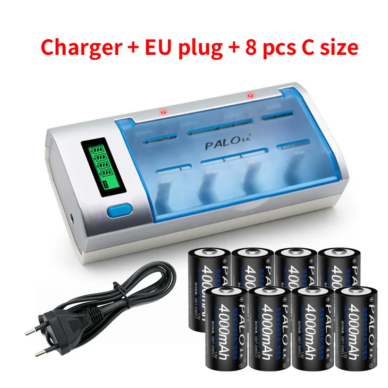 PALO 6 шт. батареи PALO C размер батареи 1,2 V Ni-MH 4000mAh перезаряжаемые батареи C Batter Bateria Baterias для камеры