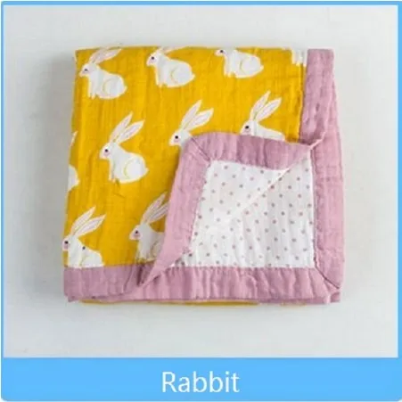 NO5 Rabbit 4 Layers Детское одеяло органический хлопок муслин супер мягкое толстое одеяло пеленка детское банное полотенце коляска ежемесячное одеяло s новорожденное пеленание пеленать - Цвет: NO5 Rabbit 4 Layers