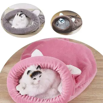 

Warm Pet Cats Sleeping Bag Cozy Covered Bed Sack for Cats Puppy Washable Indoor Pets Cat Nest Mat Bed Kennel with Cushion
