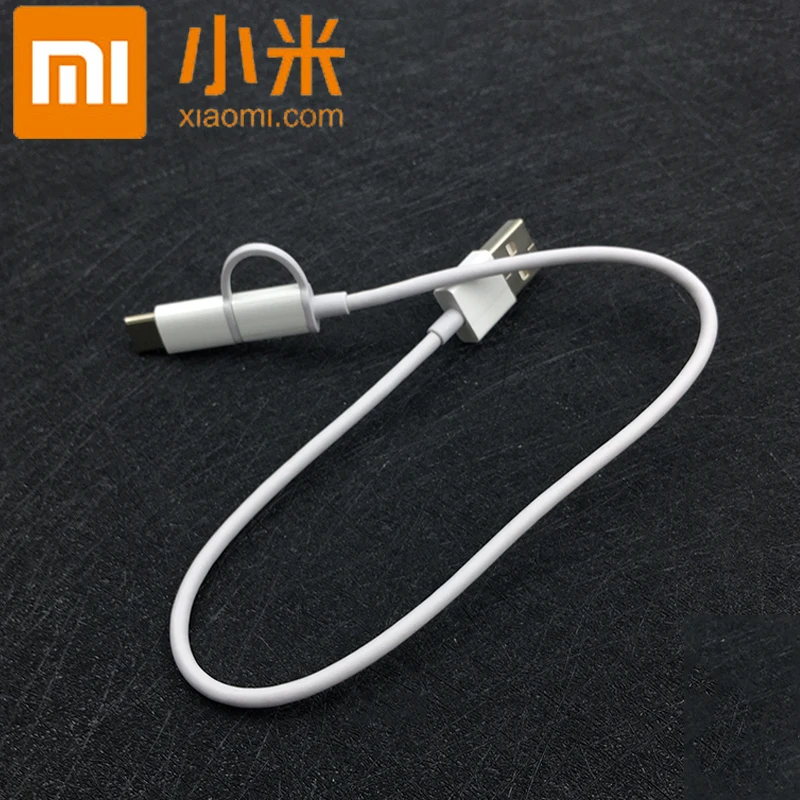 xiaomi 2 в 1 зарядный кабель usb mi cro usb-Type C кабель для mi 8 9 lite 6 a2 mi x 3 max 3 2 mi 8 redmi note 7 6 5 pro 6a - Цвет: 30 cm 2in1