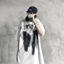 

GTDOM Men High Street Style Sense Of Design Short Sleeve T-Shirt 2021 Summer New Lightning Butterfly Print Short Sleeve T-Shirt