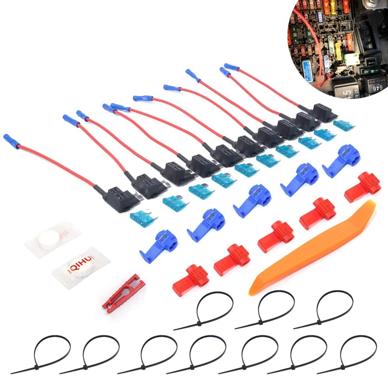 FAST SHIPPING ADD CIRCUIT ATO ATC FUSE TAP Add ON DUAL CIRCUIT ADAPTER AUTO CAR TERMINAL 15 20 AMPS 7.5 10 FUSE SET 5