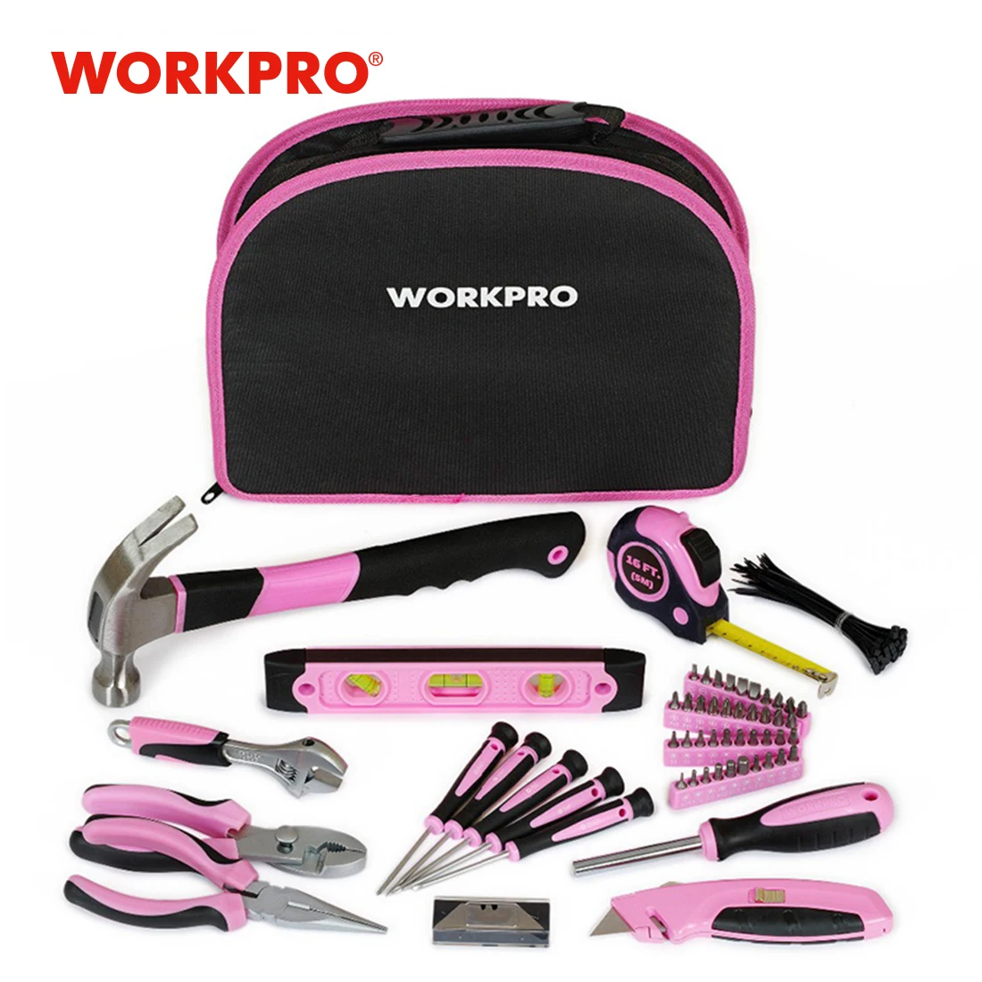 Workpro 103 Pcs Pink Tool Set Ladies Hand Tool Set With Easy 