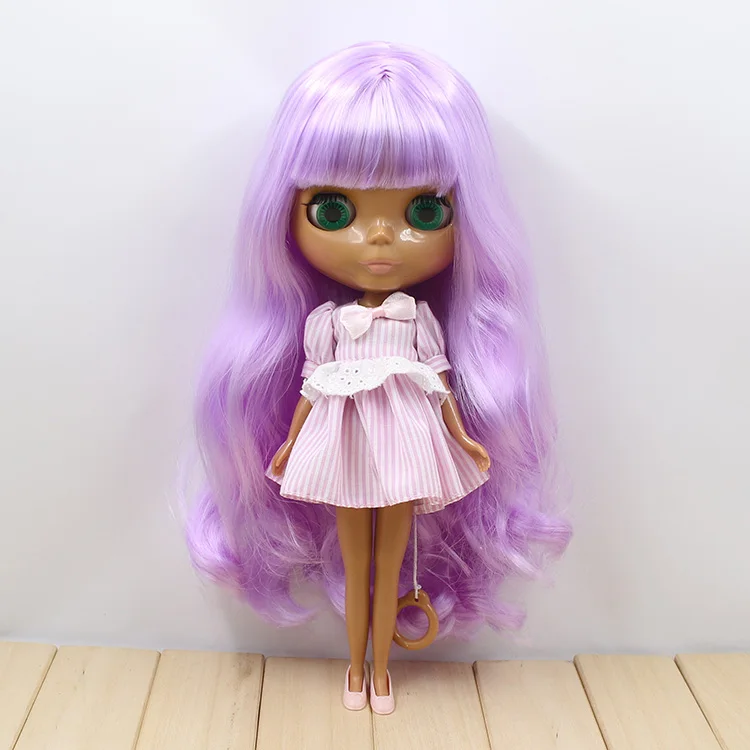 

Nude blyth doll Purple long hair can change 19 joint body DIY blyth doll toys