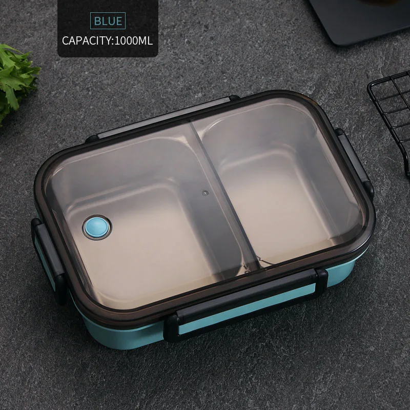 Blue Японский детский Ланч-бокс герметичный Bento box 304 из нержавеющей стали контейнер для еды для детей школьная микроволновая печь портативная коробка для еды - Цвет: Blue