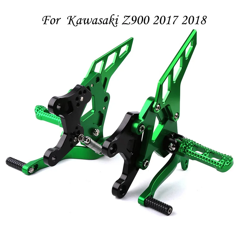 Мотоцикл CNC алюминиевая подставка для ног задние наборы для Kawasaki Z 900 мото регулируемые Задние подножки Z900 17 аксессуары - Цвет: Green