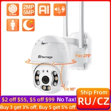 Techage 1080P PTZ WiFi Cámara IP 5.0MP Cámara CCTV de seguridad impermeable al aire libre Inteligente AI Detección humana Visión nocturna a todo color