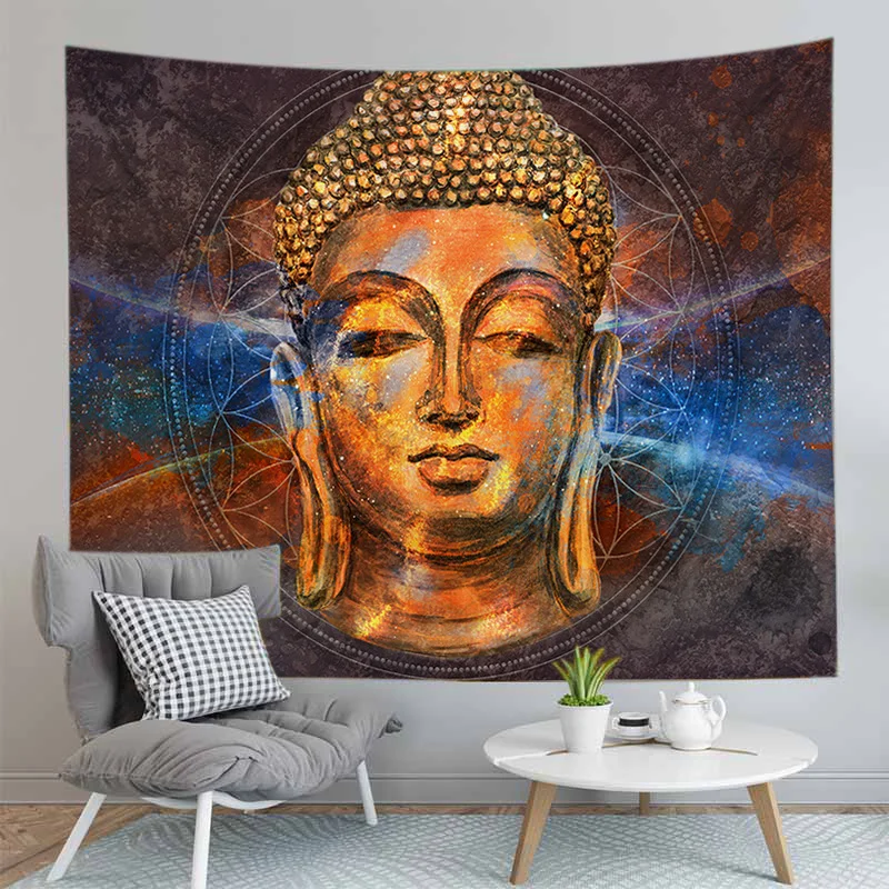 Indian Buddha Statue MeditationTapestry Wall Hanging Mandala Tapestries Wall Cloth Yoga Carpet Boho Decor