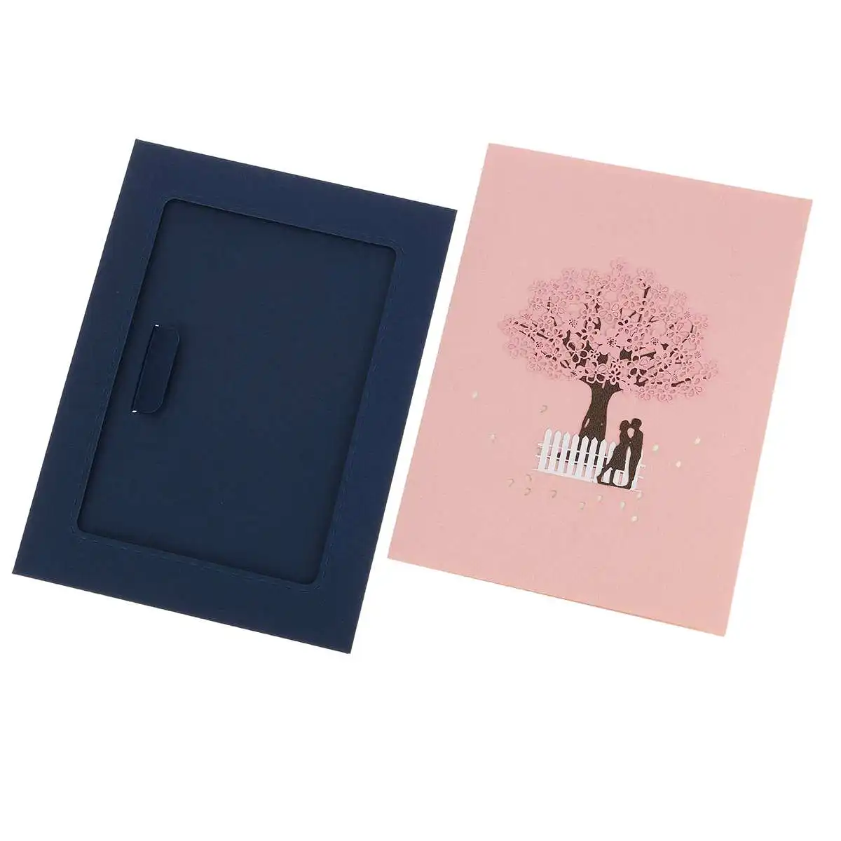  3D Valentine's Day Greeting Card Paper-cut DIY Invitation Cards Hollowed Out Couple Blossoms Flower - 4.00036E+12