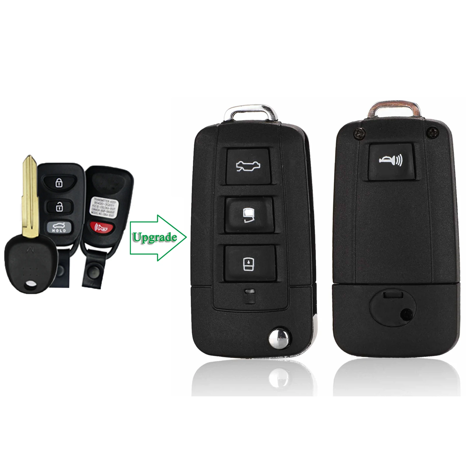 Jingyuqin Modificato Per Hyundai Coupe Galloper Santa Fe Per Kia Cerato Spectra Optima Fob 3 + 1 Pulsanti Flip Remote Car Key Shell