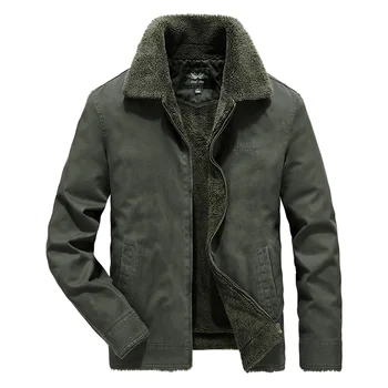 

Winter Fleece Jacket Men Cotton Army Military Bomber Jackets Windbreaker Thick Fur Collar Parka Coats Outwear