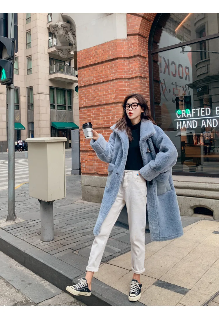 Photo Shoot Lambs Wool Coat Women's Mid-length Toggle Loose-Fit Korean-style Western Style New Style Autumn And Winter Retro Hon