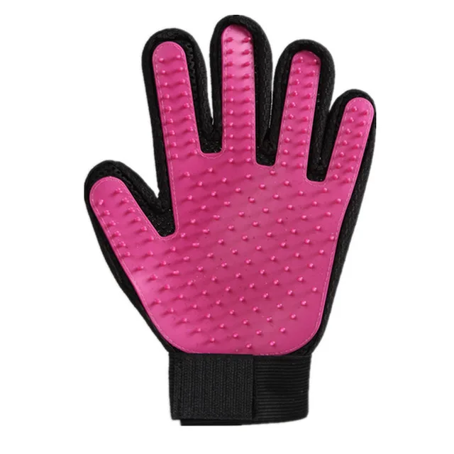 Left hand pink Расческа для собаки, перчатка для чистки домашних животных, массажная перчатка для ухода за животными, перчатка для чистки пальцев, перчатка для кошачьей шерсти - Цвет: Left hand pink