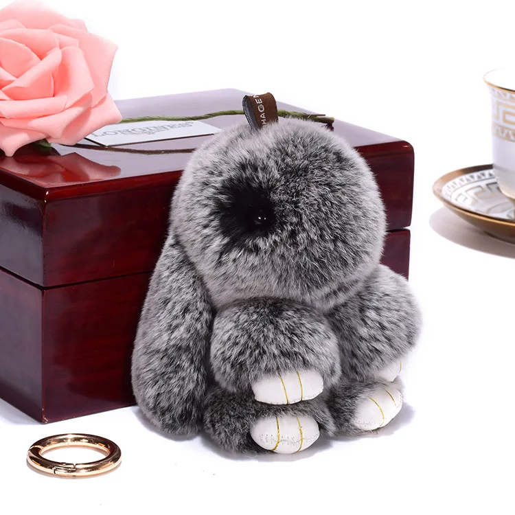 

Cute Plush Bunny Keychain Women Fur Angel Rabbit Key Ring Hare Pompom Plush Dolls Toy Girls 14-18cm Cute Plush Bunny K